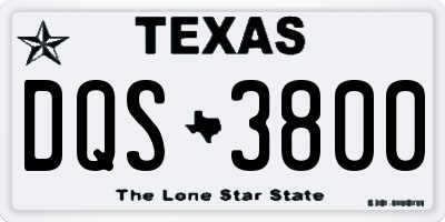 TX license plate DQS3800
