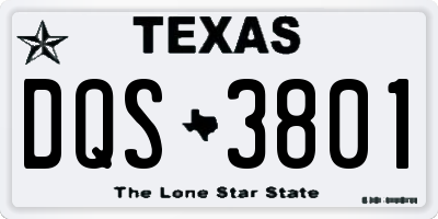 TX license plate DQS3801