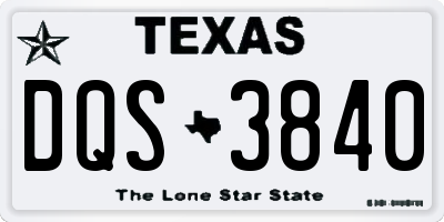 TX license plate DQS3840