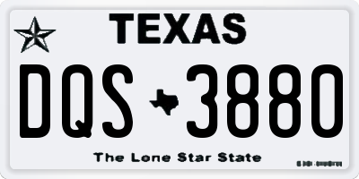 TX license plate DQS3880