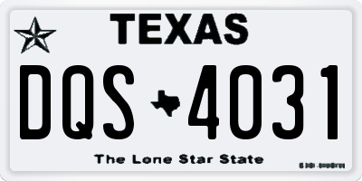 TX license plate DQS4031