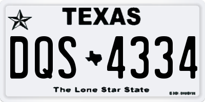 TX license plate DQS4334