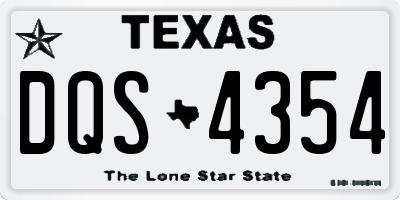 TX license plate DQS4354