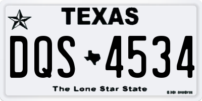 TX license plate DQS4534