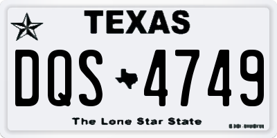 TX license plate DQS4749