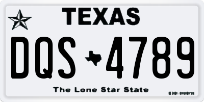 TX license plate DQS4789