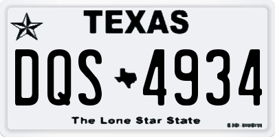 TX license plate DQS4934