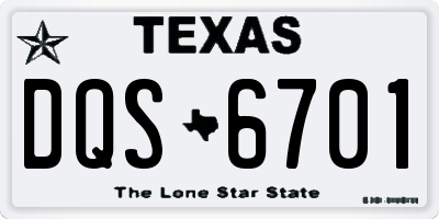 TX license plate DQS6701