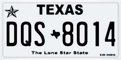 TX license plate DQS8014