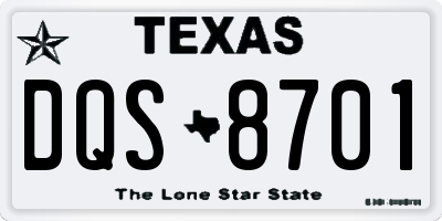 TX license plate DQS8701