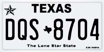 TX license plate DQS8704