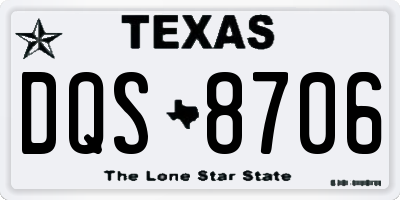 TX license plate DQS8706