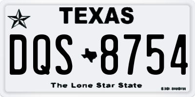 TX license plate DQS8754