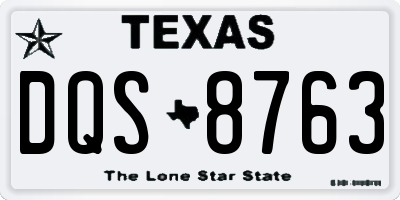 TX license plate DQS8763