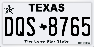 TX license plate DQS8765