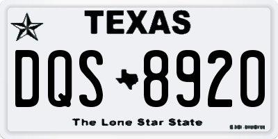 TX license plate DQS8920