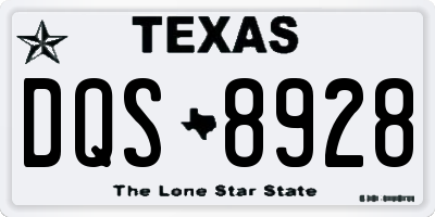 TX license plate DQS8928