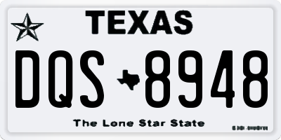 TX license plate DQS8948