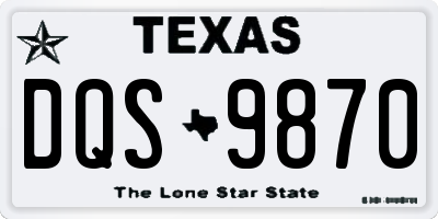 TX license plate DQS9870