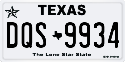 TX license plate DQS9934