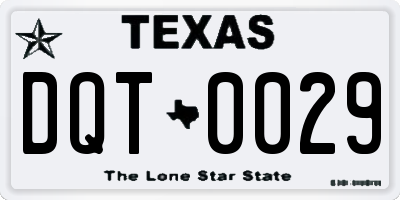 TX license plate DQT0029
