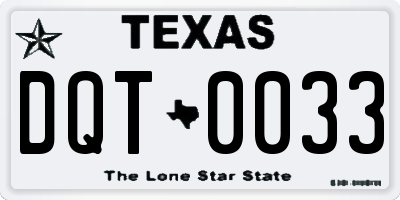 TX license plate DQT0033