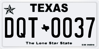 TX license plate DQT0037