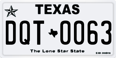 TX license plate DQT0063