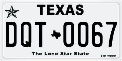 TX license plate DQT0067
