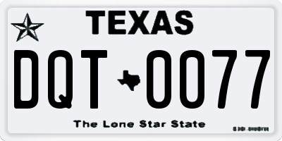 TX license plate DQT0077