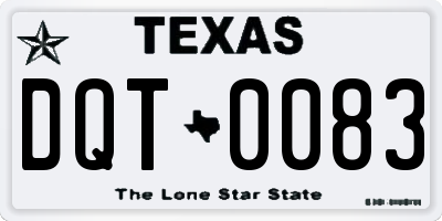 TX license plate DQT0083