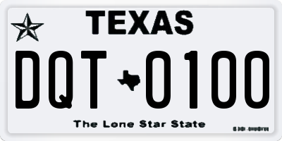 TX license plate DQT0100