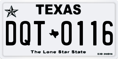 TX license plate DQT0116