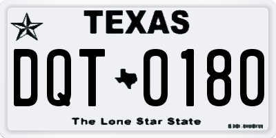 TX license plate DQT0180
