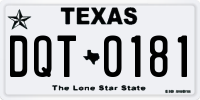 TX license plate DQT0181