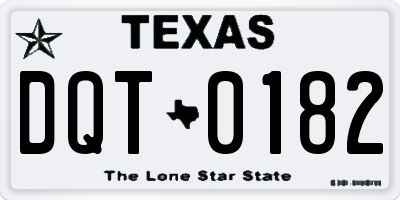 TX license plate DQT0182