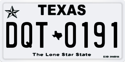 TX license plate DQT0191
