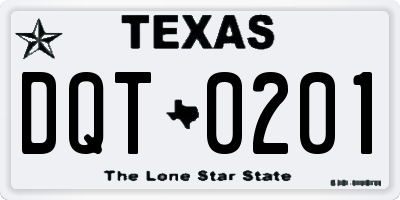 TX license plate DQT0201
