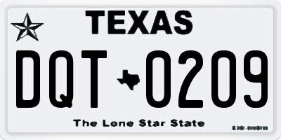 TX license plate DQT0209