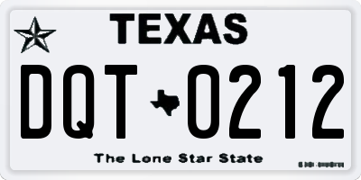 TX license plate DQT0212