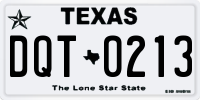 TX license plate DQT0213