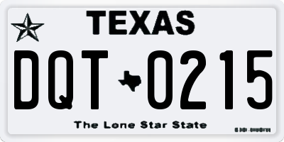 TX license plate DQT0215