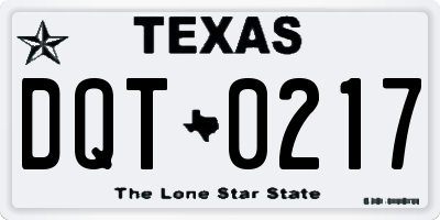 TX license plate DQT0217