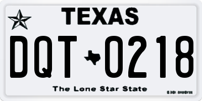 TX license plate DQT0218