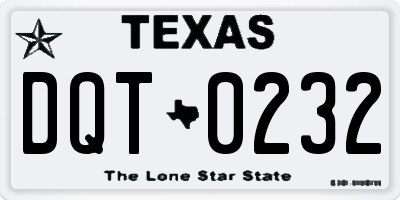 TX license plate DQT0232