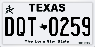 TX license plate DQT0259