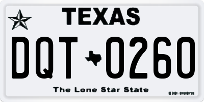 TX license plate DQT0260