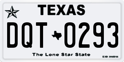 TX license plate DQT0293