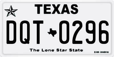 TX license plate DQT0296