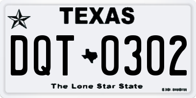 TX license plate DQT0302